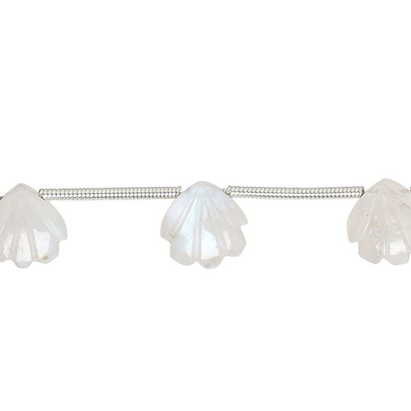 Rainbow moonstone 1pkg10, hand-cut top-drilled carved puffed shell bead natural 9x9mm image number 0