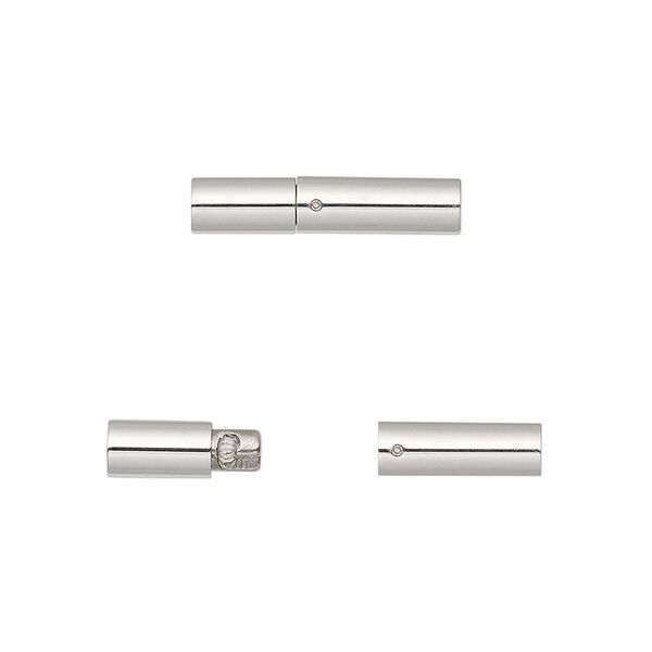 Clasp slide lock 1pkg1, 18.5x4mm round tube / fits 3mm cord, stainless steel 1-strand image number 0