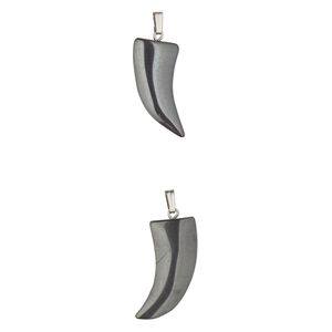 Hemalyke&trade; / "pewter" (zinc-based alloy) 1pkg2, silver-finished claw pendant 29x22mm