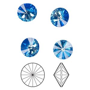 Chaton 4pk crystal royal blue DeLite, Crystal Passions&reg; 12mm rivoli 1022