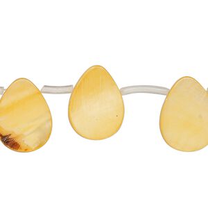Mother-of-pearl shell 1pkg1, top-drilled flat teardrop bead 14 inch orange 16x7mm-16x11mm