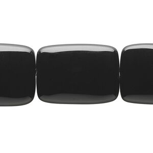 Black onyx 1pkg1, puffed pillow bead 15.5-16 inch 25x18mm