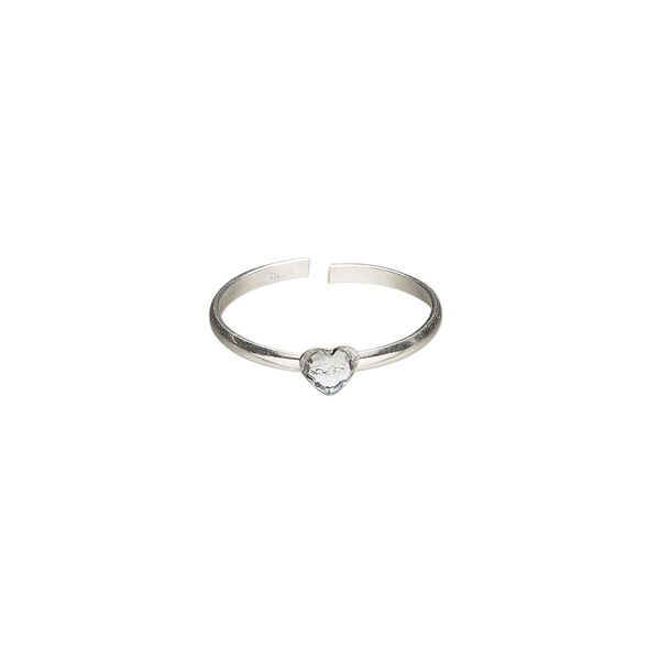 Toe ring 1pkg1, Create Compliments&reg;, sterling silver and crystal, clear, 3.5mm heart, adjustable. image number 0