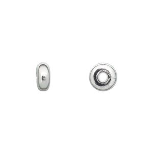 Bead 1pkg100 silver-plated, 8x4mm rondelle, brass