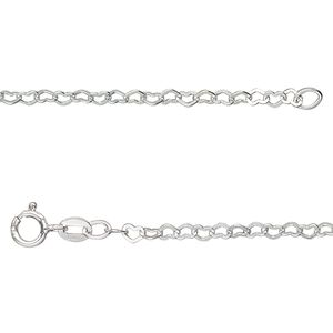 Chain 1pkg1 sterling silver cable, 1.8mm flat heart / springring clasp, 18 inch