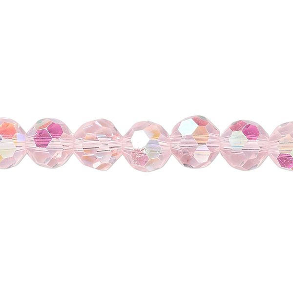 Bead 1pk 32 facets translucent pink AB, Celestial Crystal&reg; 8mm round 15.5-16 inch image number 0