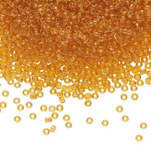 Seed bead, Preciosa Ornela Czech glass, pkg/50g, #11 rocaille, transparent topaz, (10050).