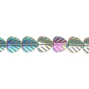 Hemalyke&trade; 1pkg1, electroplated leaf bead 15.5-16 inch 8mm