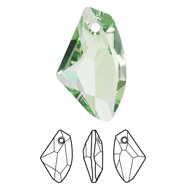 Drop 30pk peridot, Swarovski&reg; 27x16mm pendant galactic vertical 6656 image number 0