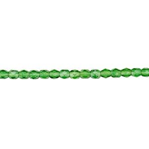 Bead, Czech fire-polished glass, emerald green, 3mm faceted round. Sold per pkg of 1,200 (1 mass).