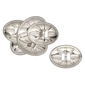 Slide, silver-finished steel, 47x34mm textured oval, (2) 10x4.5mm rectangle holes. Sold per pkg of 10.