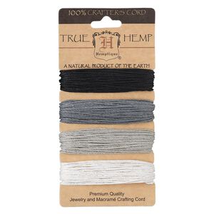 Cord, Hemptique&reg;, hemp, onyx shades, 1mm diameter, 20-pound test. Sold per pkg of (4) 30-foot sections.