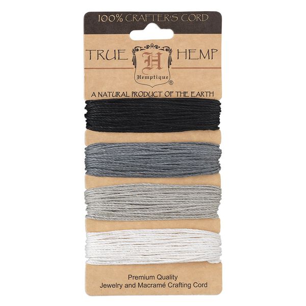 Cord, Hemptique&reg;, hemp, onyx shades, 1mm diameter, 20-pound test. Sold per pkg of (4) 30-foot sections. image number 0