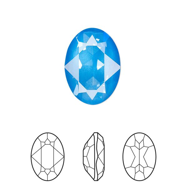 Fancy stone 1pk crystal electric blue ignite LacquerPRO, Crystal Passions&reg; 18x13mm oval 4120 image number 0