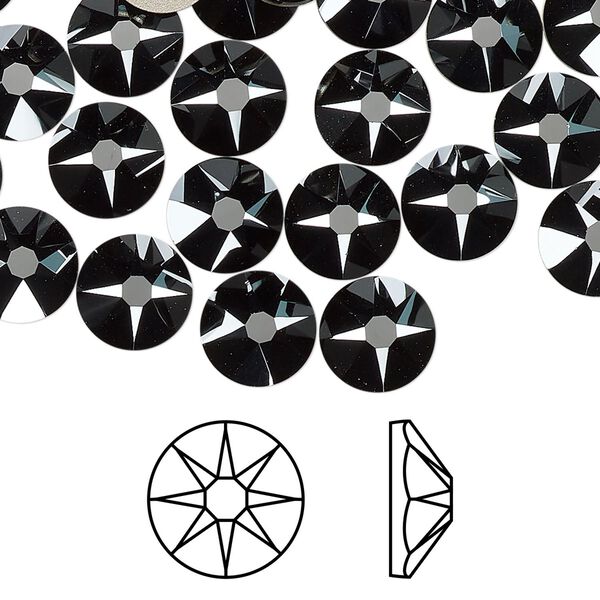 Flat back 144pk jet hematite foil back, Swarovski&reg; 8.412-8.672mm rose round SS40 2088 image number 0