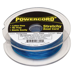 Powercord&reg; 1pkg1 no-fray elastic, turquoise, 1.0mm, 14-pound test, 25-meter spool.