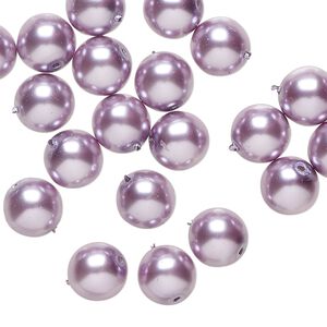 Bead 1pkg50 Czech pearl-coated glass druk, opaque lavender, 8mm round.