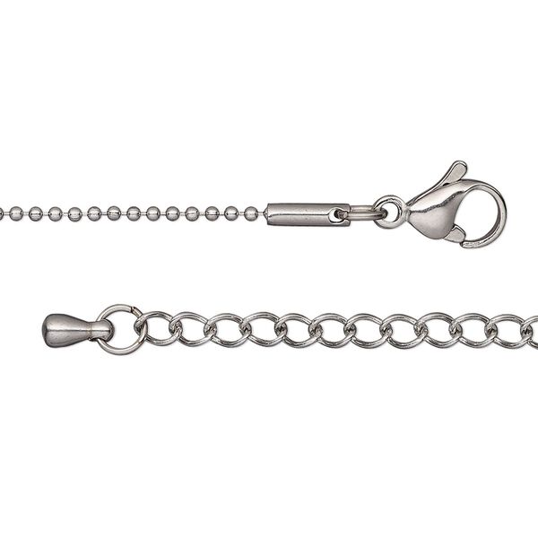 Chain 1pkg1 ball, 1.2mm / lobster claw clasp, stainless steel 18 inch image number 0