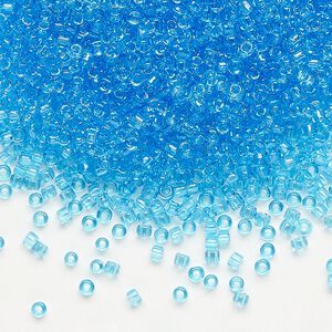 Seed bead, Dyna-Mites&trade;, glass, pkg/40g, #11 round, transparent turquoise blue, (16 11/0 RR).