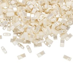 Seed bead, TILA&reg;, glass, pkg/40g, 5x2.3mm half tila rectangle, opaque ceylon antique ivory pearl, (HTL-592).