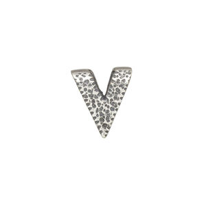 Bail, JBB Findings, ice-pick, antique silver-plated brass, 15x12.5mm single-sided textured "V" shape, 9.5mm grip length. Sold individually.