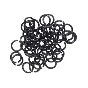 Jump ring 1pkg50 brass, 6mm round, 20 gauge / 4.4mm inside diameter / electrocoated black