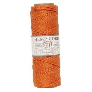 Cord, Hemptique&reg;, polished hemp, orange, 0.5mm diameter, 10-pound test. Sold per 205-foot spool.