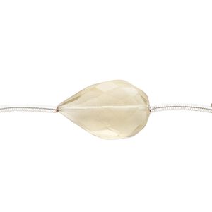 Smoky quartz 1pkg6, hand-cut faceted puffed teardrop bead 18x13mm-22x17mm