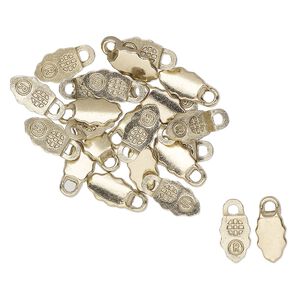 Bail, Aanraku&reg;, glue-on earring, light gold-plated "pewter" (zinc-based-based alloy) and lacquer, 13x6mm with 9x6mm flat leaf base. Sold per pkg of 24.