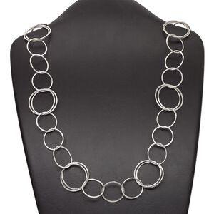 Chain 1pkg1 silver-plated cable, 31mm round / hook clasp, brushed copper 36 inch