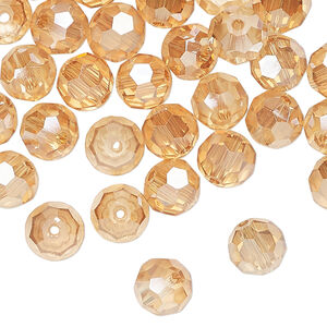 Bead 72pk translucent crystal golden shadow, Celestial Crystal&reg; 8mm round