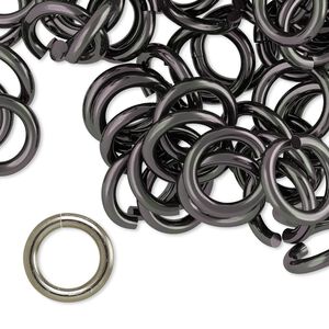 Jump ring 1pkg100 aluminum, 12mm round, 12 gauge / 7.9mm inside diameter / gunmetal