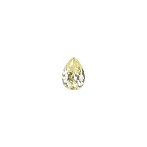 Gem, cubic zirconia, peridot green, 10x7mm faceted pear, Mohs hardness 8-1/2. Sold individually.