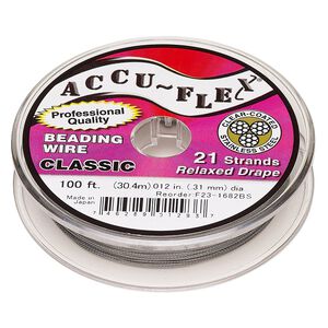 Beading wire, Accu-Flex&reg;, nylon and stainless steel, clear, 21 strand, 0.012-inch diameter. Sold per 100-foot spool.