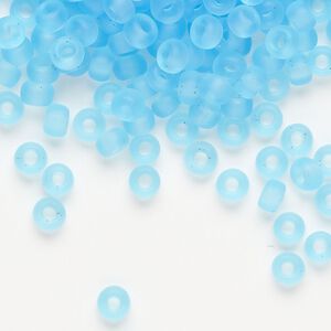 Seed bead, Miyuki, glass, pkg/25g, #6 rocaille, translucent matte aqua (RR-148F).