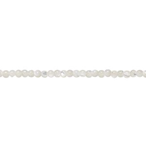Mother-of-pearl shell 1pkg1, round bead 15.5 to 16 inch white 2mm