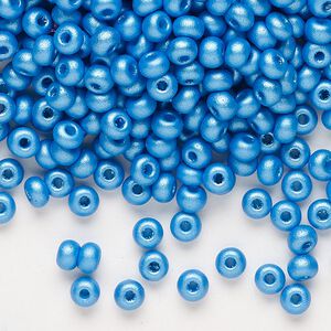 Seed bead, Preciosa Ornela Czech glass, pkg/50g, #6 rocaille, opaque PermaLux dyed sky blue chalkwhite, (22019).