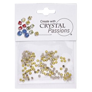 Flat back 144pk light topaz foil back, Crystal Passions&reg; 2.1-2.3mm rose round SS7 2058