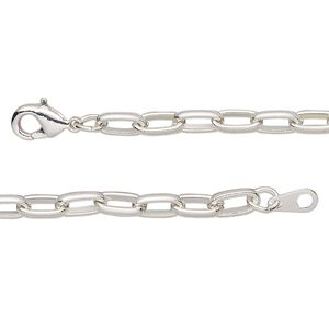 Chain 1pkg1 silver-plated paperclip, 4mm / lobster claw clasp, steel 16 inch