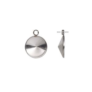 Drop, Almost Instant Jewelry&reg;, stainless steel, 11mm round with SS47 rivoli setting. Sold per pkg of 4.