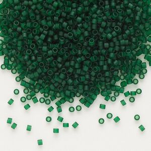 Seed bead, Delica&reg;, glass, pkg/50g, #11 round, translucent matte dark emerald (DB-0767).