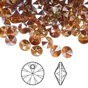 Drop 12pk light Colorado topaz shimmer, Crystal Passions&reg; 6mm pendant mini disk 6428