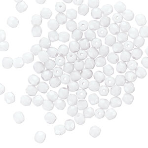 Bead 1pkg1200 Czech fire-polished glass, opaque white, 3mm faceted round. 1 mass.