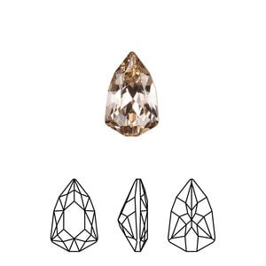 Fancy stone 1pk vintage rose foil back, Crystal Passions&reg; 13.6x8.6mm trilliant 4707