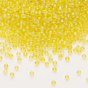 Seed bead, Dyna-Mites&trade;, glass, pkg/1/2kg, #11 round, translucent rainbow yellow, (5R 11/0 RR).