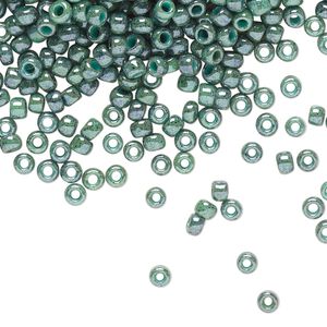 Seed bead, TOHO BEADS&reg;, glass, pkg/7.5g, #8 round, opaque marbled turquoise blue (TR-08-1207).