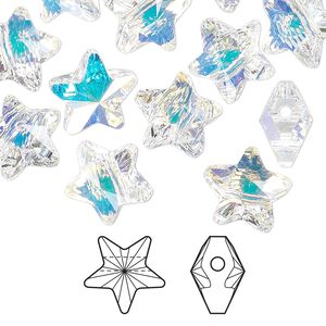 Bead 12pk crystal AB, Crystal Passions&reg; 12mm star 5714