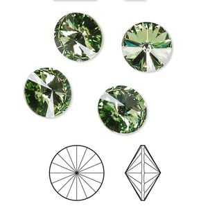 Chaton 4pk peridot foil back, Crystal Passions&reg; 10.54-10.91mm rivoli SS47 1122