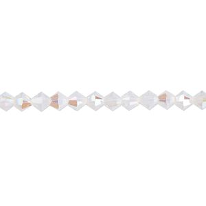 Bead 48pk white opal shimmer, Crystal Passions&reg; 4mm bicone 5328