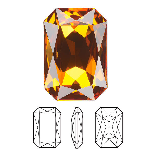 Fancy stone 1pkg1 dark orange (HICT) foil back, Crystal Passions&reg; 27x18.5mm emerald cut 4627 image number 0